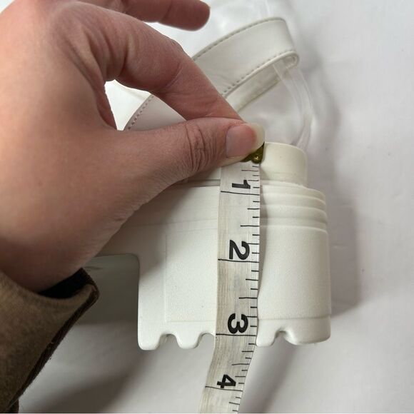 New faux Leather White Chunky Platform Sandals 10 crossover Straps - Picture 6 of 9